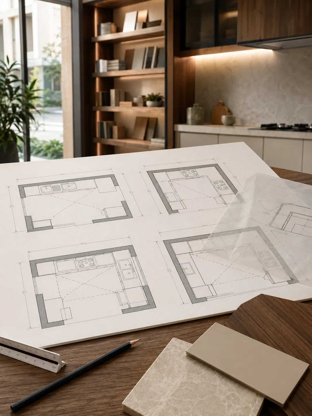 Coordinated card visual for kitchen layout planning