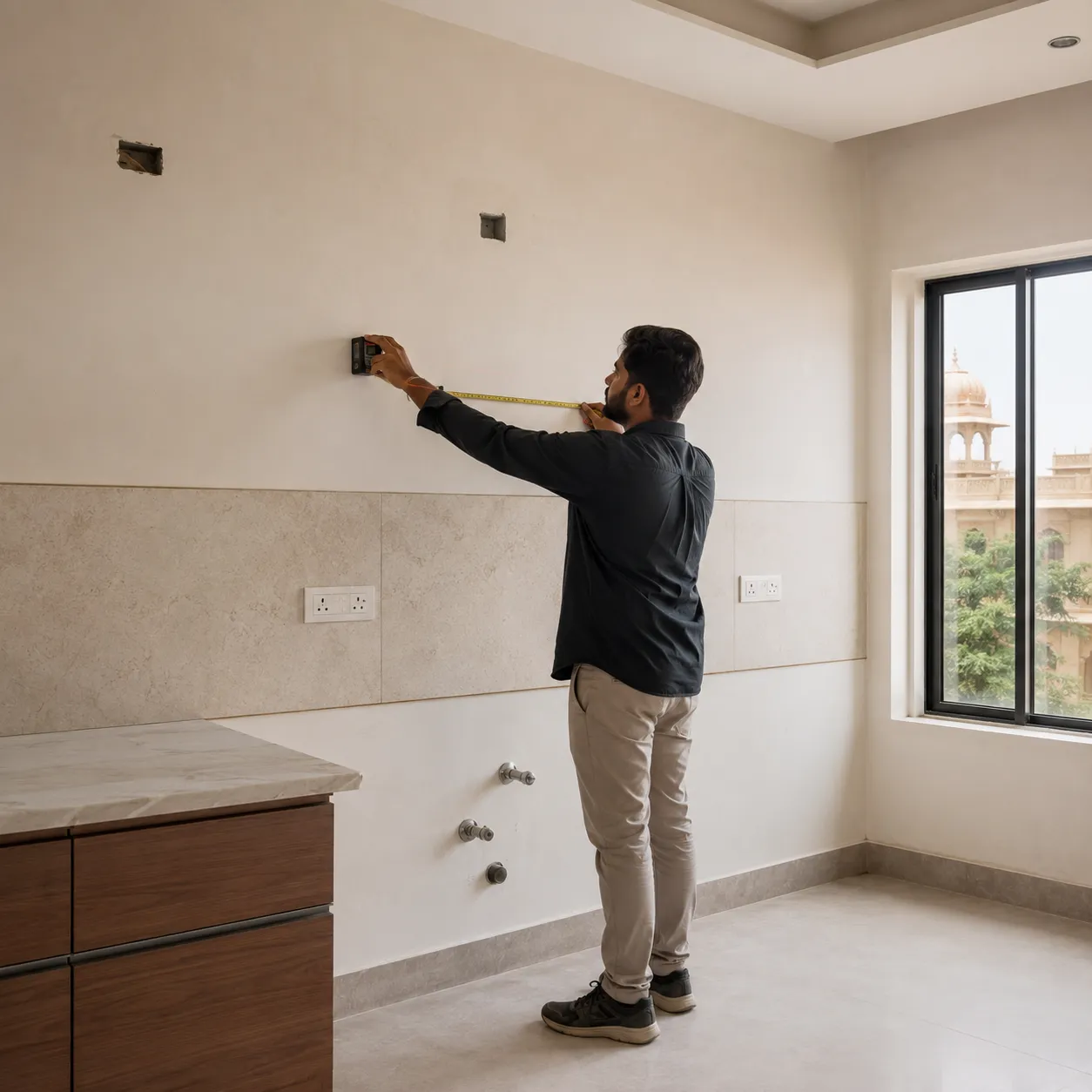 Square process visual for taking kitchen site measurements