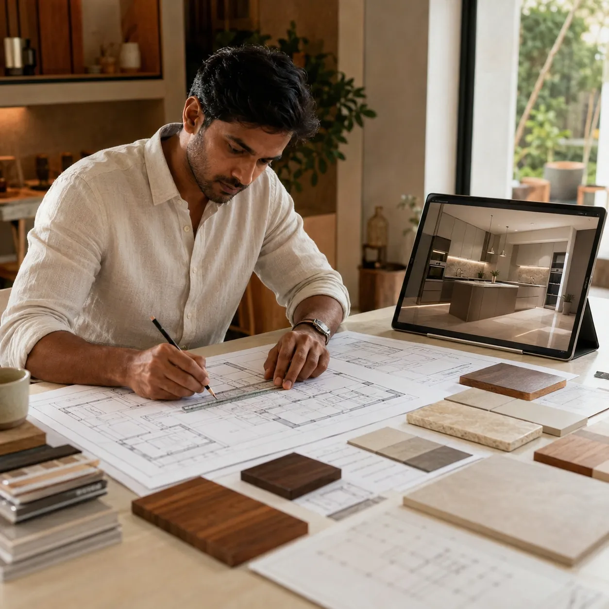 Square process visual for kitchen layout drawings and elevations